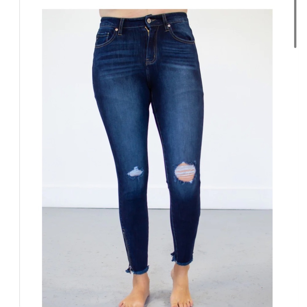 KANCAN Skinny Ankle Zip Distressed Knee Jeans Denim Size 5 / 26 - Picture 8 of 16